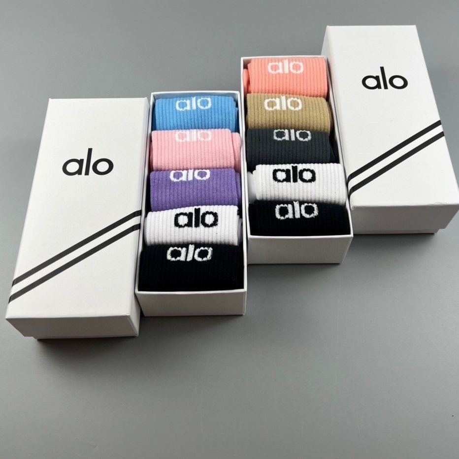 Alo Cotton ถุงเท้ากลางหลอด 5 คู่ ถุงเท้าโยคะสําหรับเล่นกีฬาสําหรับบุรุษและสตรี