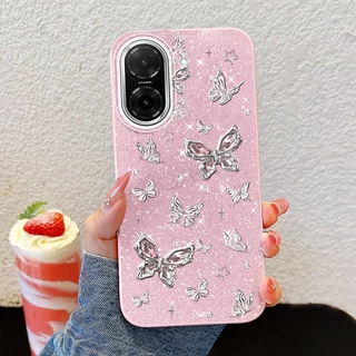 YBD INS เคสโทรศัพท์สําหรับ Redmi A5 Turbo 4 Pro Xiaomi POCO F7 5G POCO C71 เต็มหน้าจอผีเสื้อเงิน