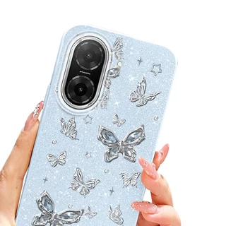 YBD INS เคสโทรศัพท์สําหรับ Redmi A5 Turbo 4 Pro Xiaomi POCO F7 5G POCO C71 เต็มหน้าจอผีเสื้อเงิน