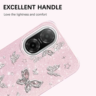 YBD INS เคสโทรศัพท์สําหรับ Redmi A5 Turbo 4 Pro Xiaomi POCO F7 5G POCO C71 เต็มหน้าจอผีเสื้อเงิน