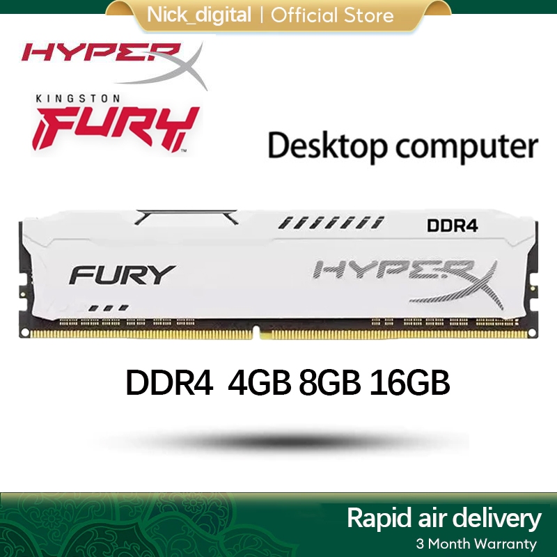 Kingston HyperX FURY DDR4 สีขาว 16GB 8GB 4GB 3200MHz 2666MHz 2400MHz 2133MHz PC4 หน่วยความจํา RAM เดสก์ท็อป 288 พิน 1.2V DIMM