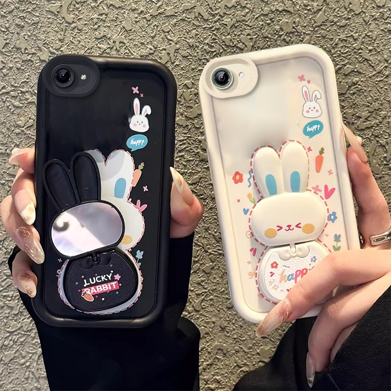 FOR เคส สําหรับ vivo Y81 Y81i Y83 y53 y55 v5s v5 vivo y71 y71i y71a เคสโทรศัพท์ Softcase ซิลิโคนกันกระแทกใหม่ออกแบบความงามกระจกกระต่ายพร้อมที่วาง JTCETZJ01
