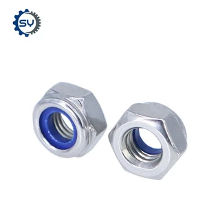 หัวน็อต ตัวเมีย ไนลอน สแตนเลส 304 เกลียวมิล หยาบ M3 M4 M5 M6 M8 M10/ Hexagon Nylon Insert Lock Nut