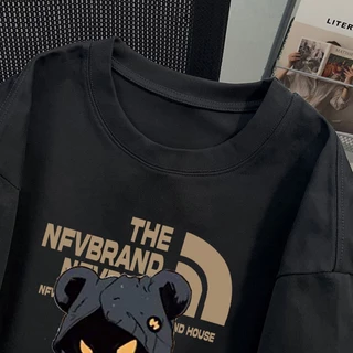 【พร้อมส่ง】🔥NASA ใส่ได้ทั้งชายหญิง เสื้อ ทรงโอเวอร์ไซส์ เสื้อยืด ผ้าฝ้ายแท้100%ลายพิมพ์หมีน้อยลึกลับ🧸แขนสั้นYG61