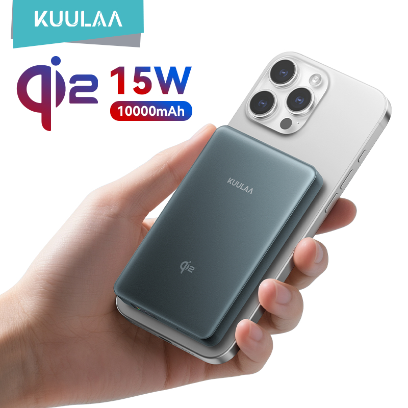 KUULAA Qi2 15W Magnetic Wireless Mobile Power Bank 10000mAh Power Bank PD18W Fast Charging Mobile Power Bank เหมาะสําหรับ iPhone Android