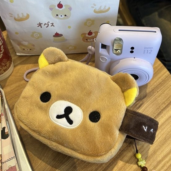 Rilakkuma Plush กระเป๋าเครื่องสําอาง Sundries Storage กล่องดินสอความจุขนาดใหญ่กระเป๋ากล้องโพลารอยด์แบบพกพา