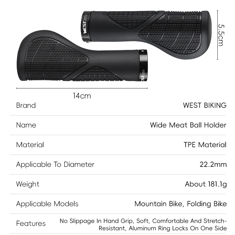 WEST BIKING ฝาครอบแฮนด์จักรยานสากลสบาย Shock-Absorbing Widened Grip Cover Anti Slip Handle — صورة 8