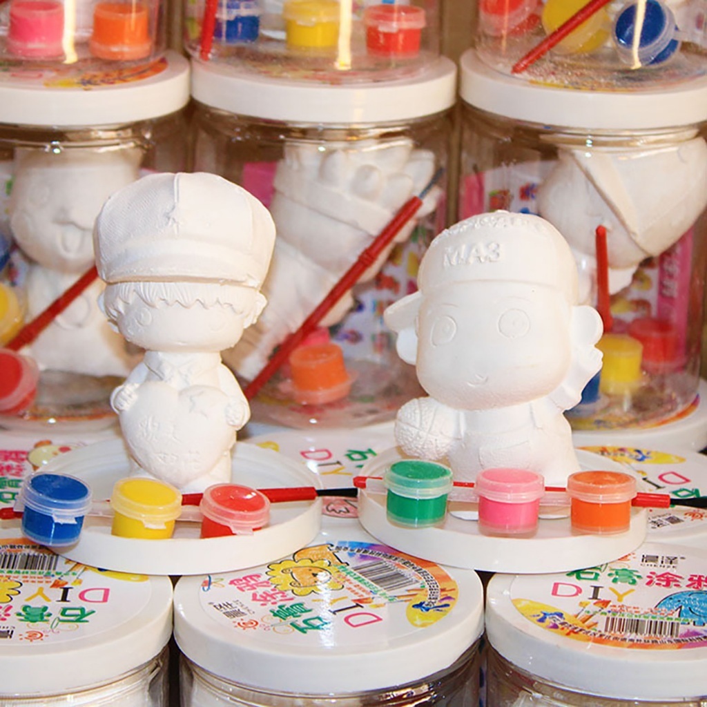 ชุดระบายสีพวงกุญแจรูปหมี พลาสติก พร้อมสีและพู่กัน จัดส่ง คละสี / คละไซส์ สำหรับฝึกความสามารถทางศิลปะ (Painting Doll) - รูปที่ 2