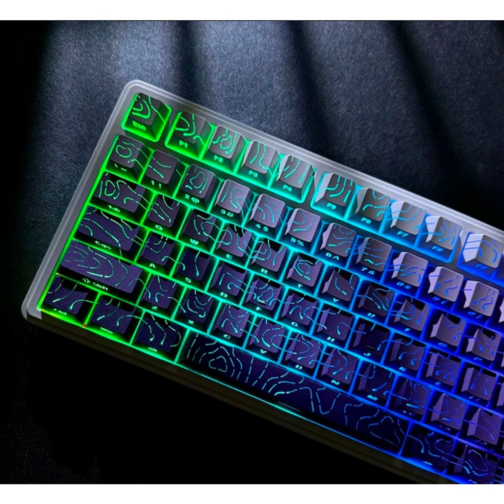 ลาเวนเดอร์ Contour พิมพ์ด้านข้าง Keycap Cherry Profile PBT วัสดุ Gradient Customed สําหรับคีย์บอร์ด 