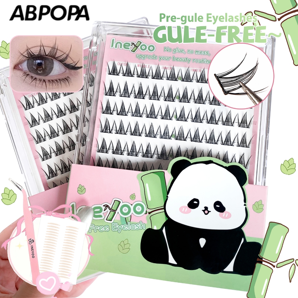 Ineyoo ขนตาปลอมแบบไม่มีกาวคลัสเตอร์เดี่ยวหนาแน่นคุณภาพสูงการ์ตูน Eye Makeup10 แถว PAND-19