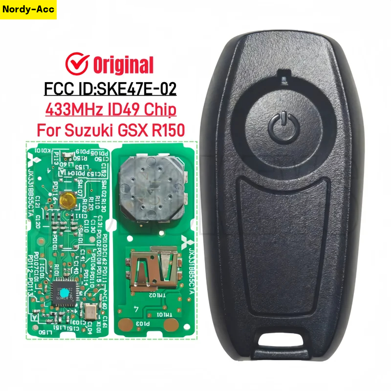 กุญแจรถจักรยานยนต์ Fob 433MHz ID49 ชิปสําหรับ Suzuki GSX-R150 Original สมาร์ทรีโมทคอนโทรล FCC SKE47E-02