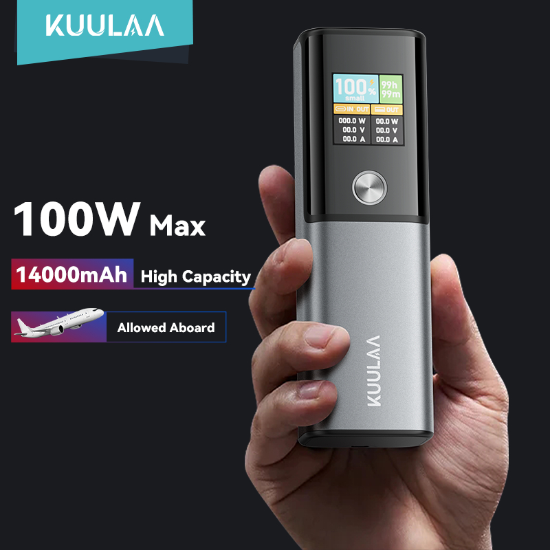 【Local Stock】Kuulaa USB C 100W ชาร์จเร็ว 14000mAh แหล่งจ่ายไฟแล็ปท็อปพร้อมสาย 100W ฟรี แล็ปท็อป 100W
