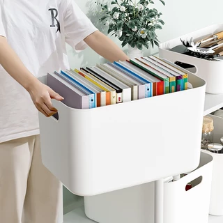 DOCOXO กล่องเก็บของพลาสติกสไตล์ญี่ปุ่น สี (L) มีฝาปิด เป็นระเบียบ ประหยัดพื้นที่