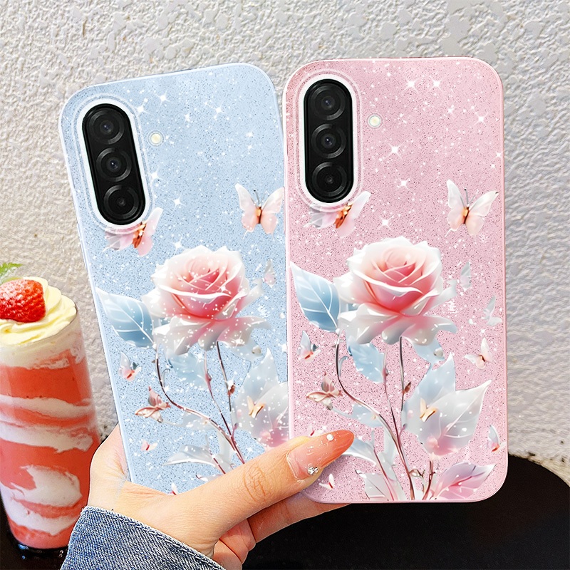 YBD สาวสไตล์สําหรับ Samsung Galaxy M56 A56 A36 A26 A16 A04S A05S F14 A55 A35 A25 A15 A54 A34 A14 A13 5G 4G M16 F16 F16 Roses Big Roses