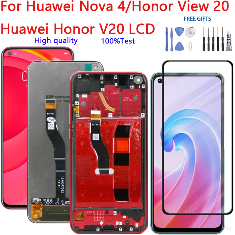 สําหรับ Huawei Nova 4 Honor View 20 V20,VCE-AL00 VCE-L22 PCT-AL10, PCT-TL10, PCT-L29 จอแสดงผล LCD To