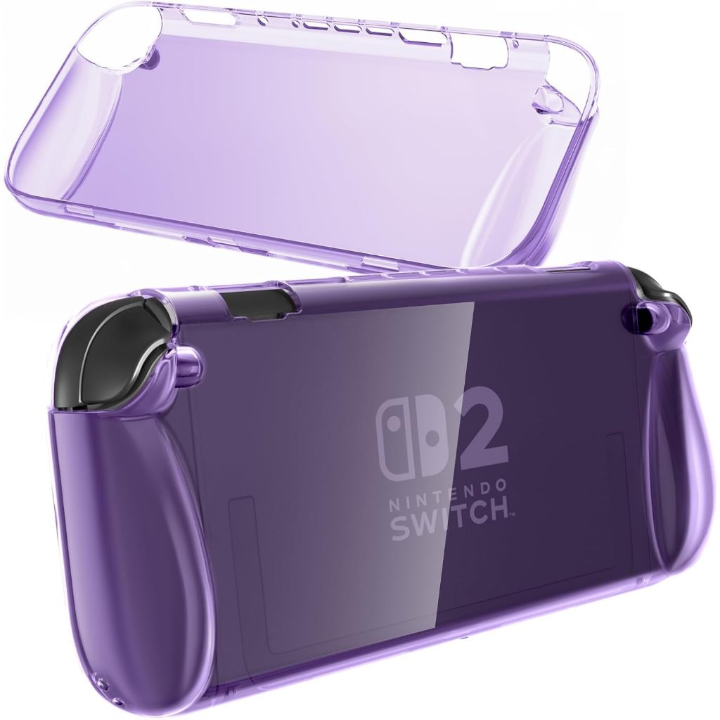 Switch Case for Nintendo 2 Console - TPU Soft Protective Cover, Drop Protection Grip Case for Switch Nintendo 2 (สีม่วง)