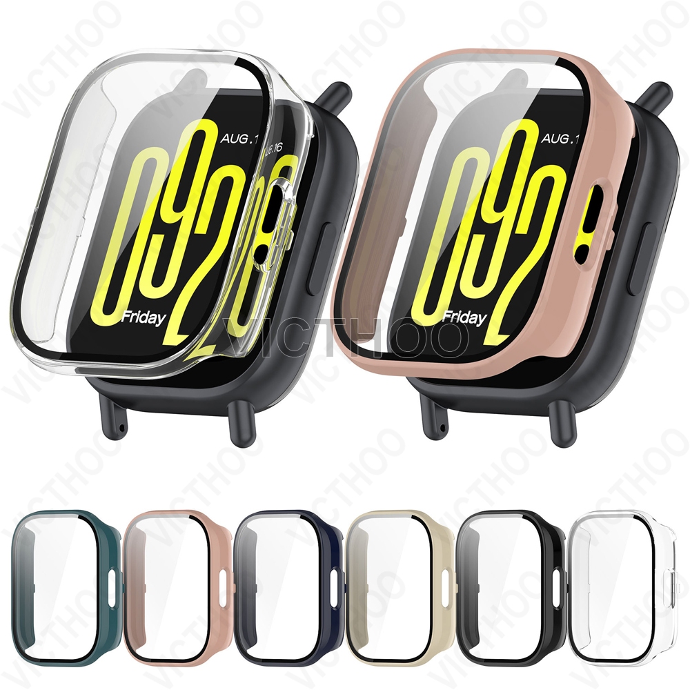 เคสพีซีแบบแข็งพร้อมฟิล์มกระจกนิรภัยคลุมทั้งหมดหน้าจอกันกระแทก Protecor สําหรับ Redmi Watch 6 5 Lite 4 3 Active
