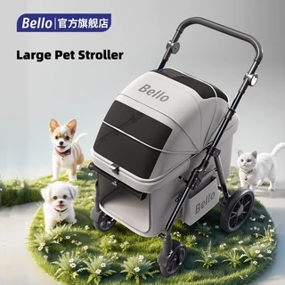 BELLO D9 TH ใหม่ล่าสุดรถเข็นสัตว์เลี้ยงขนาดใหญ่ Camping แมวรถเข็นสุนัขพับ FoldingLarge Space Bearing 30KG สําหรับกลางแจ้ง parm รถเข็น