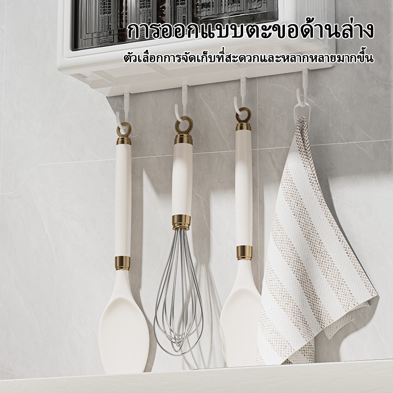 ตู้เก็บของติดผนังในห้องน้ำและห้องครัว ไม่ต้องเจาะ มีตะขอ 4 อัน ตู้เก็บของกันน้ำติดผนัง ตู้เครื่องสำอางในห้องน้ำขนาดเล็ก - รูปที่ 4