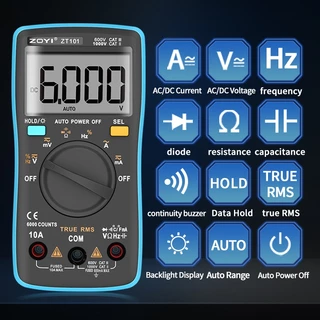 ZOYI ZT-101 Auto Range Digital Multimeter 6000 Counts Anti-Burn Voltage Current Resistance Tester
