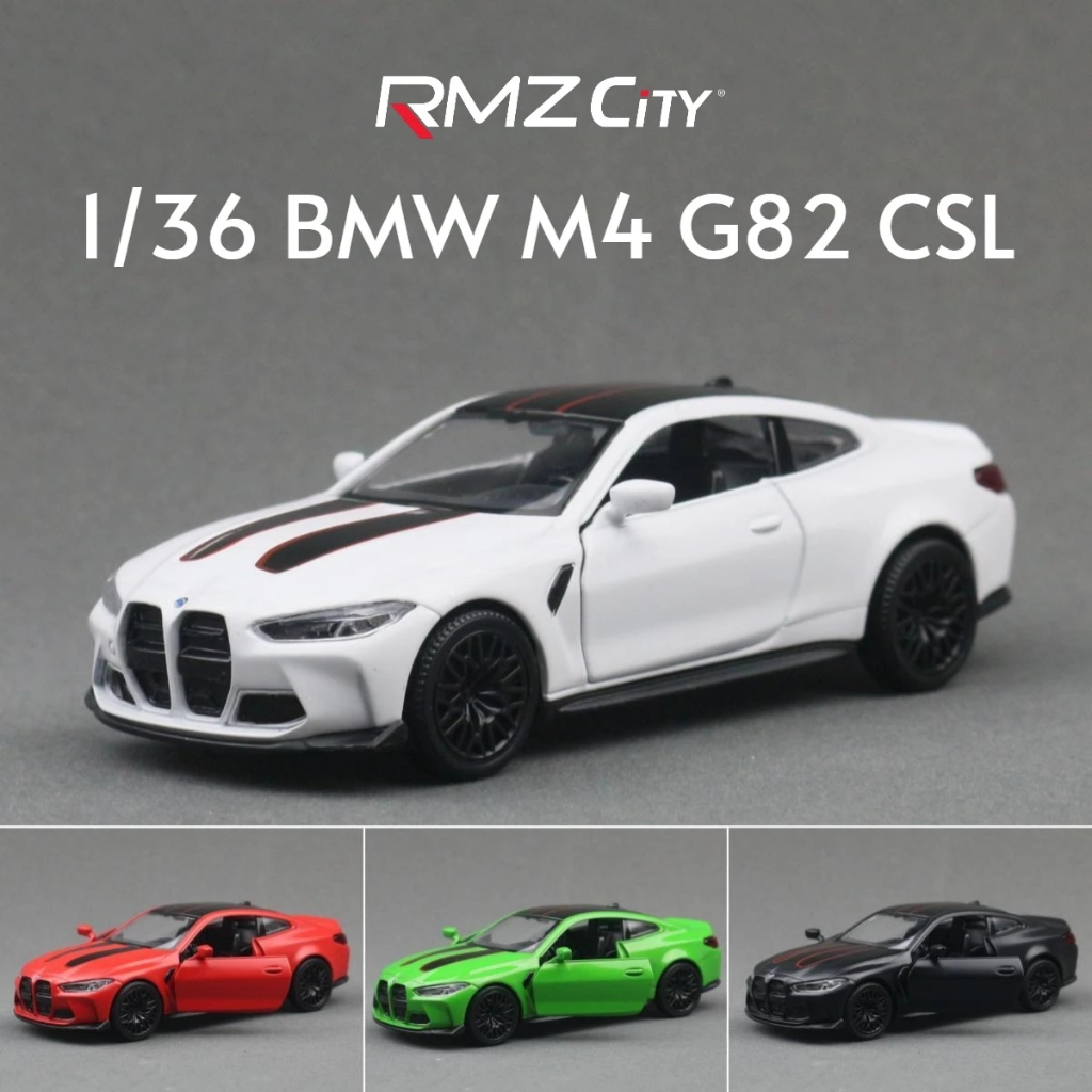 RMZ CITY 1/36 BMW M4 CSL G82 ซีดาน Mpower จําลอง Die Cast รถรุ่น Diecast โลหะผสมโลหะ Miniature ดึงกลับคอลเลกชันของขวัญสําหรับชายเด็ก