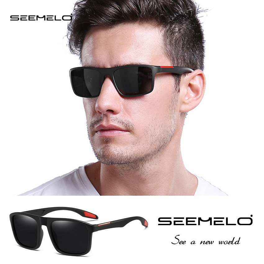 SEEMELO แว่นกันแดดผู้ชายขับรถแฟชั่นแว่นกันแดดโพลาไรซ์แว่นกันแดดกรอบสี่เหลี่ยม UV400 แว่นกันแดดวิสัยทัศน์ที่ชัดเจน