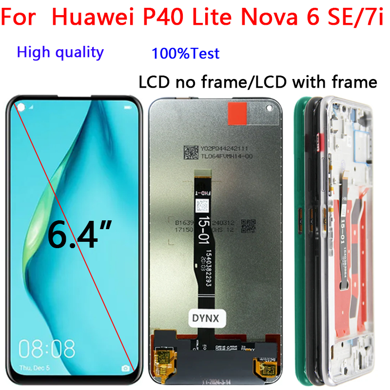 สําหรับ Huawei P40 Lite Nova 6 SE Nova 7i จอแสดงผล LCD Touch Screen Digitizer Assembly เปลี่ยน JNY-L
