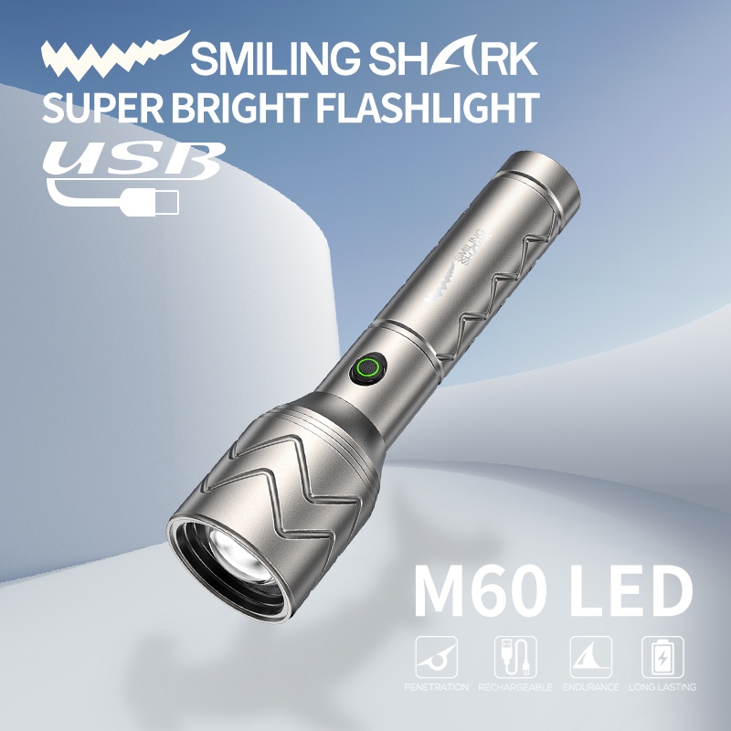 SmilingShark SD5355 ไฟฉาย led ทรงพลัง M60 6000LM ด้วยการหรี่ ไฟคบเพลิง สว่างมาก ซูมได้ 5 รูปแบบ Type