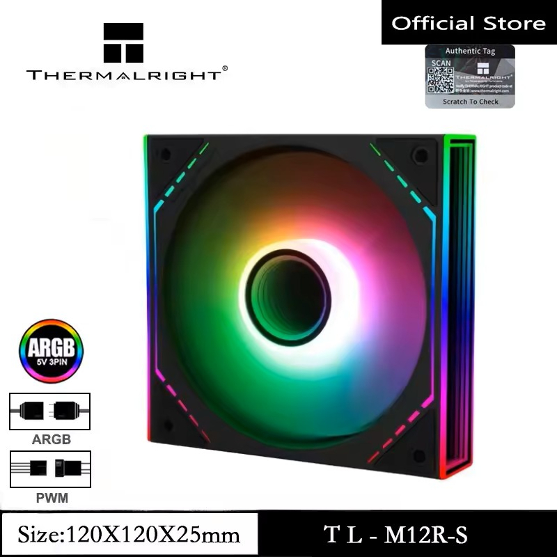 Thermalright TL-M12R-S ARGB พัดลมย้อนกลับพัดลม 120 มม.กระจก ARGB Light Effect CPU Cooler พัดลม 1500R