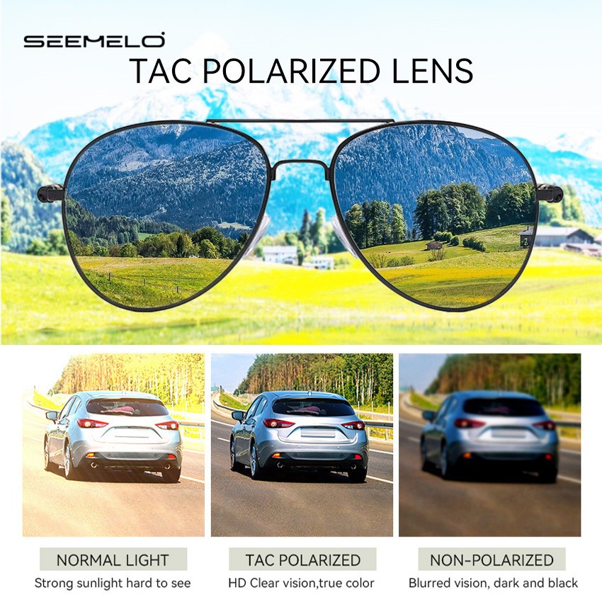 SEEMELO ผู้ชายใส่แว่นกันแดดโพลาไรซ์แว่นกันแดดแว่นกันแดดส่องสว่า งย้อนยุคขับรถแว่นกันแดดกลางแจ้ง UV 400 ไนท์วิสัยทัศน์แว่นกันแดดขี่จักรยานแว่นตาวิ่ง - รูปที่ 3