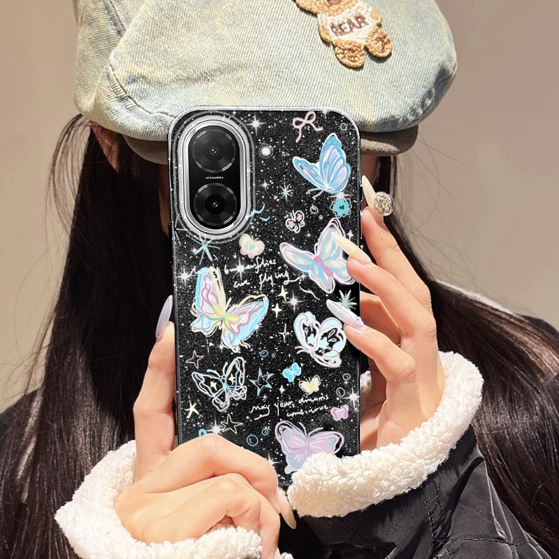 YBD สาวสไตล์เคสโทรศัพท์สําหรับ Redmi A5 Turbo 4 Pro Xiaomi POCO F7 5G POCO C71 สไตล์ญี่ปุ่นและเกาหลีที่มีสีสันฤดูใบไม้ผลิผีเสื้อ