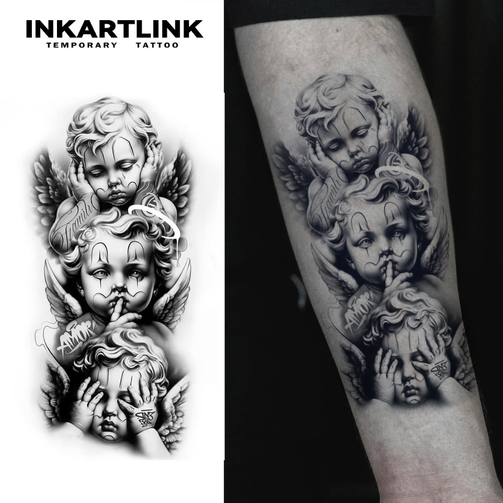 Inkartlink Cherubs สติ๊กเกอร์รอยสักชั่วคราว กันน้ำติดทนนานถึง 15 วัน รอยสักปลอม รอยสักกึ่งถาวร