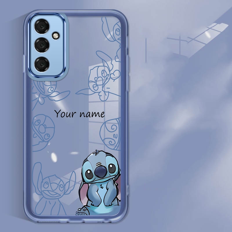 Samsung M54 5G M14 M52 M34 M53 M33 M23 5G M13 Custom ชื่อ Stitch Disney Crystal Clear Case น่ารักการ์ตูนกันกระแทก