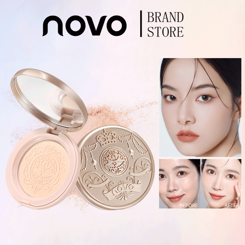 NOVO Matte Makeup Setting Powder 7.5g - Long Lasting Coverage Oil Control Waterproof Smudgeproof Pressed Powder 6501