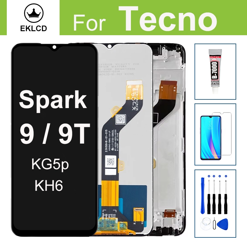 จอแสดงผล LCD สําหรับ Tecno Spark 9 9T Spark9 KG5p KH6 Touch Screen Digitizer Assembly กรอบเปลี่ยน