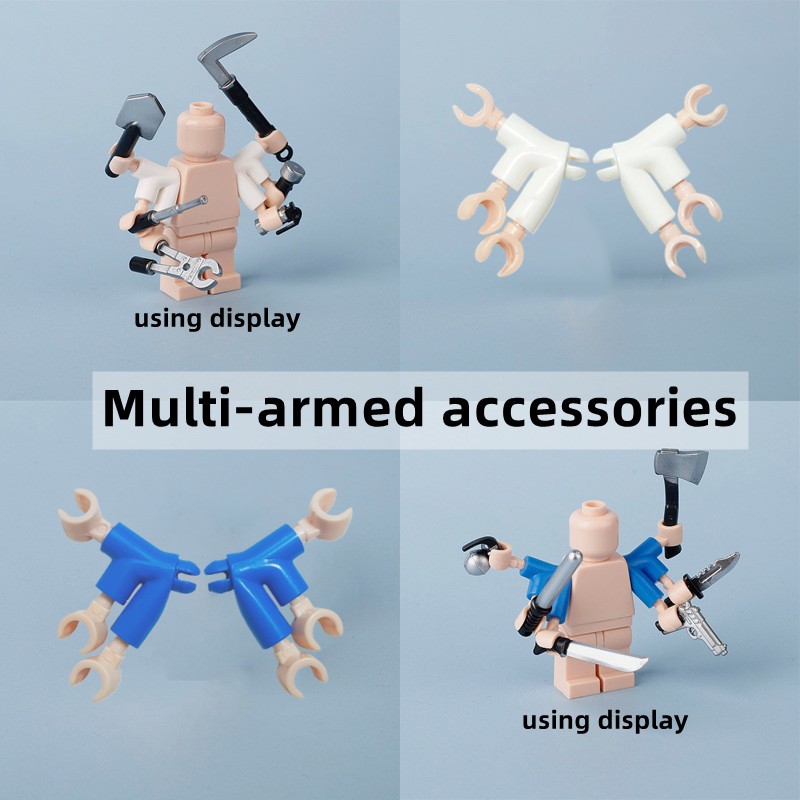 อุปกรณ์เสริมหลายแขนสําหรับ Minifigures ชิ้นส่วนบล็อกตัวต่อ MOC ของเล่นอิฐที่เข้ากันได้