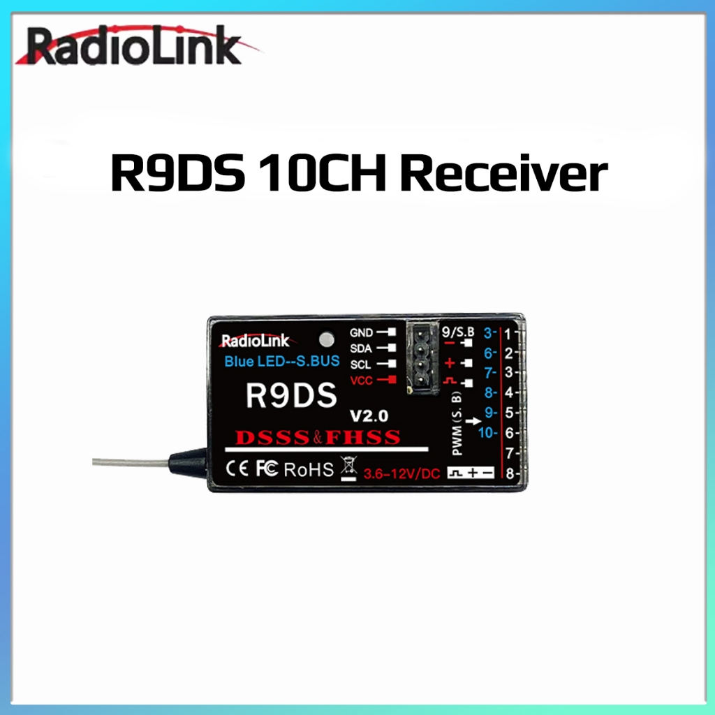 Radiolink R9DS RC ตัวรับสัญญาณ 9/10 ช่องข้อมูลเที่ยวบินส่ง SBUS/PWM/PPM สัญญาณ AT9 AT9S AT10II AT10