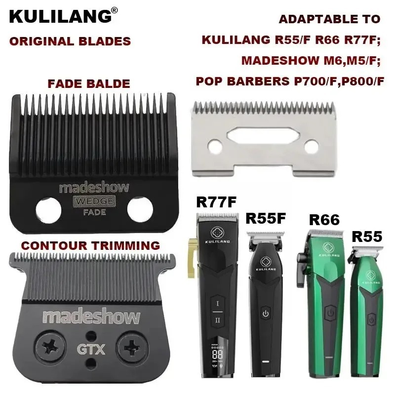 Madeshow ใบมีดสําหรับ M5F M10 R66 R77F KULANG Slim Antifade ใบมีดผม Clipper Trimmer Professional เปลี่ยนอุปกรณ์เสริม
