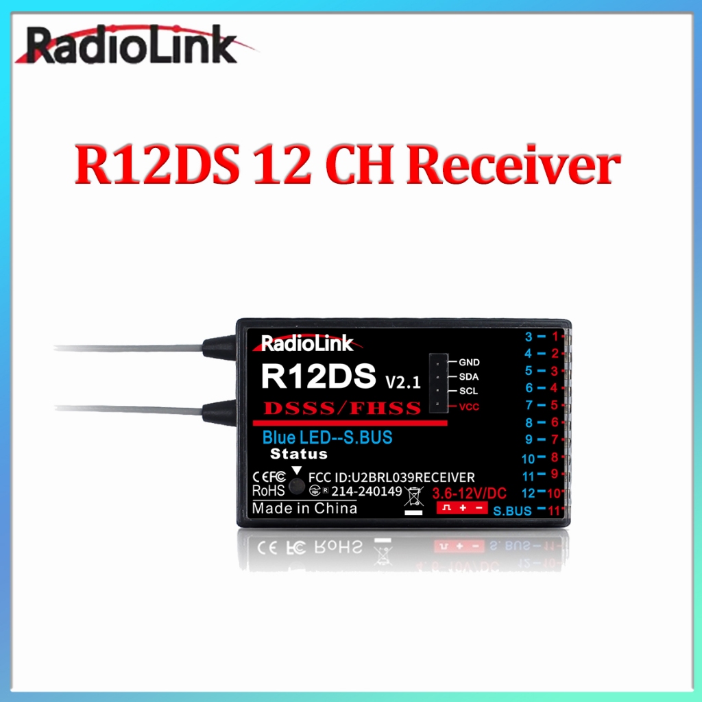Radiolink 2.4GHz R12DS 12 ช่องตัวรับสัญญาณวิทยุ RC รองรับ SBUS/PWM DSSS & FHSS AT9/AT9S/AT9S Pro/AT1
