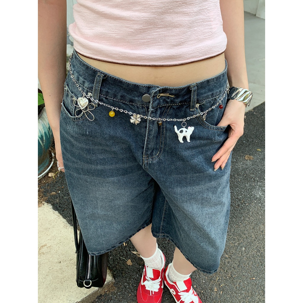 Original Design ลูกแมวดอกไม้เอว Chain สุภาพสตรีสไตล์เกาหลี High-End กระโปรงกางเกงยีนส์ตกแต่ง All-Match เข็มขัด