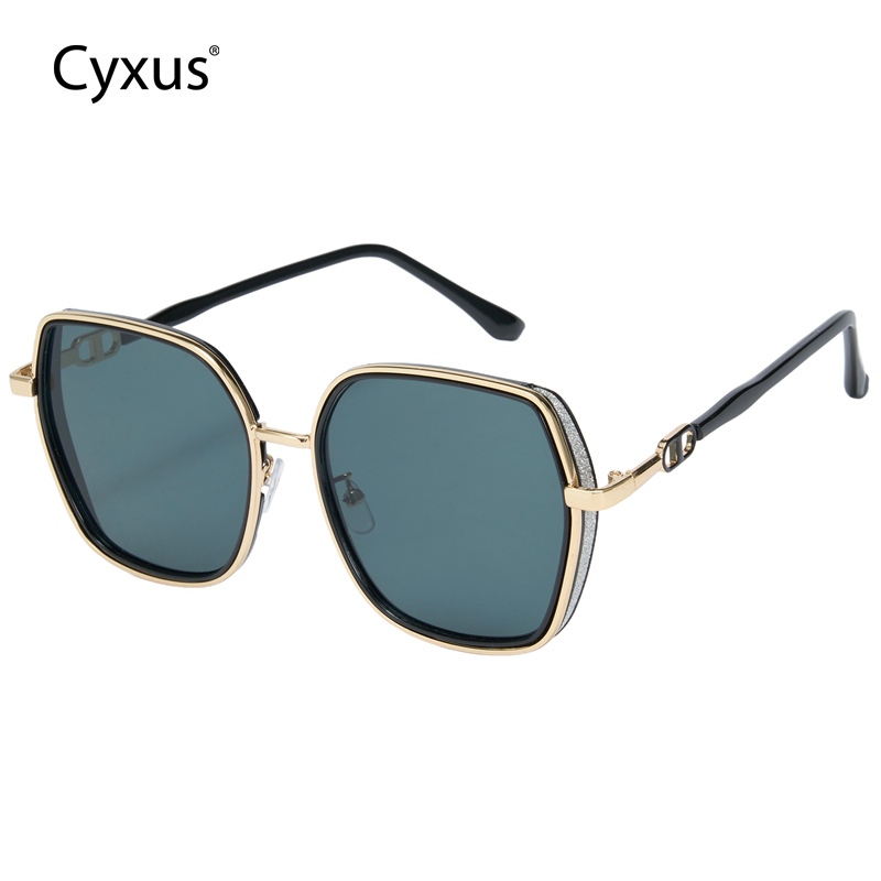 Cyxus แว่นกันแดด UV400 เกาหลีสําหรับผู้หญิง กรอบสี่เหลี่ยมขนาดใหญ่ Non - โพลาไรซ์ 1295