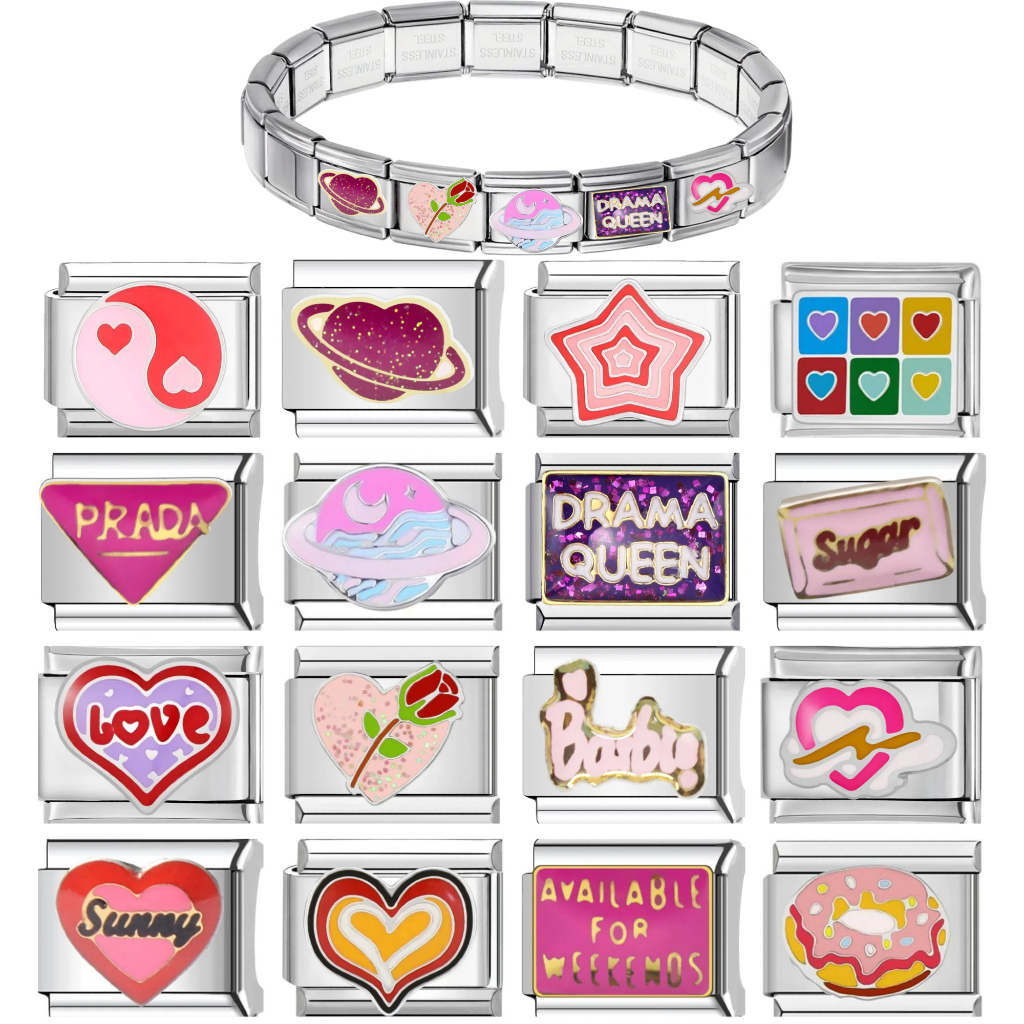 DIY สร้อยข้อมืออิตาลี charm Link fit 9 มม.สไตล์สาวแฟชั่นเครื่องประดับอุปกรณ์เสริม DIY สร้อยข้อมือเครื่องประดับทํา