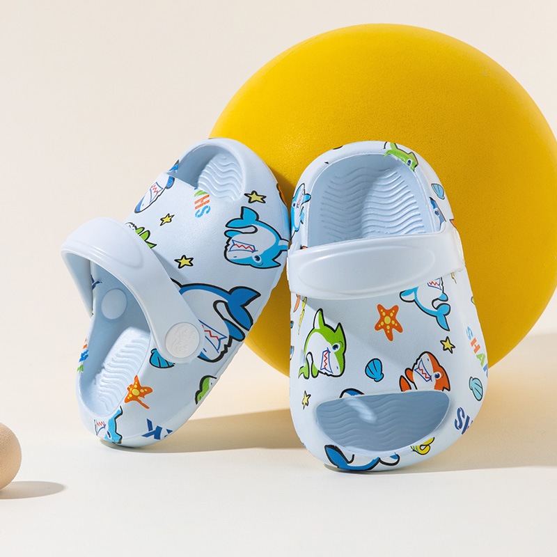 AYUER 1-6 ปีเด็กชายและเด็กหญิง Soft Sole การ์ตูน Shark รองเท้าแตะสวนกันลื่น