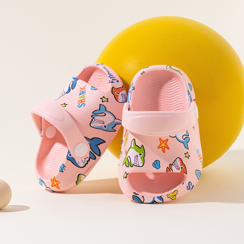 AYUER 1-6 ปีเด็กชายและเด็กหญิง Soft Sole การ์ตูน Shark รองเท้าแตะสวนกันลื่น - รูปที่ 7