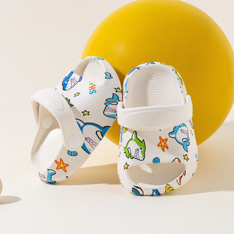 AYUER 1-6 ปีเด็กชายและเด็กหญิง Soft Sole การ์ตูน Shark รองเท้าแตะสวนกันลื่น - รูปที่ 6