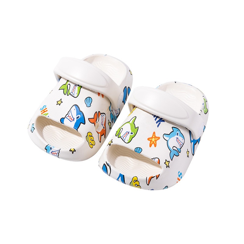 AYUER 1-6 ปีเด็กชายและเด็กหญิง Soft Sole การ์ตูน Shark รองเท้าแตะสวนกันลื่น - รูปที่ 4