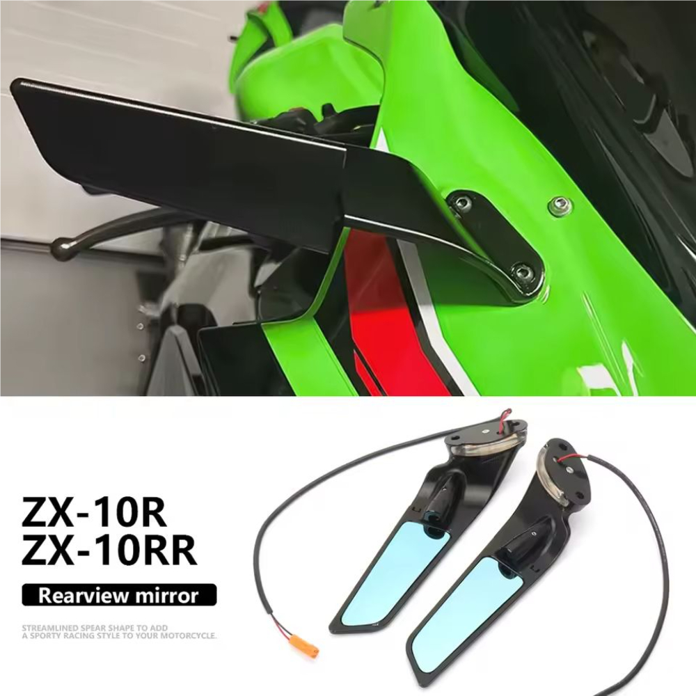 KAWASAKI อุปกรณ์เสริมรถจักรยานยนต์กระจกมองหลังพร้อมไฟเลี้ยวหน้าสําหรับคาวาซากินินจา 1000 ZX10R ZX-10