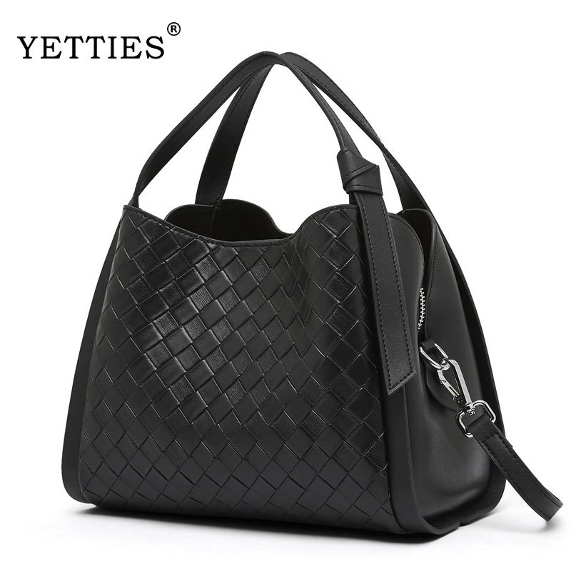 ของแท้หนังผู้หญิงทอกระเป๋าวัสดุหนังวัวลําลองแฟชั่นไหล่ข้ามร่างกายตะกร้าผักกระเป๋