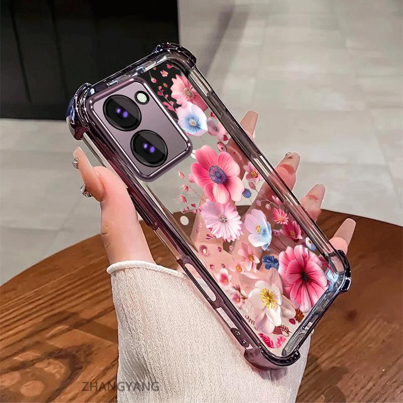 กรณีสําหรับ vivo Y03 Y18 Y27 4G ความงามไฟฟ้ากันกระแทกเคสโทรศัพท์ความละเอียดสูงและสวยงามหลายสีดอกไม้ซิลิโคน TPU soft case
