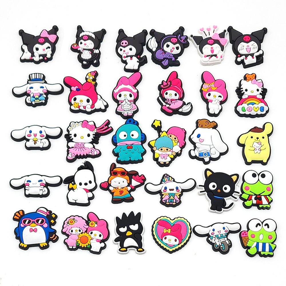 MEIDJ 30 สไตล์รองเท้า Charms ถอดรหัสตัวการ์ตูนรองเท้าแตะหัวเข็มขัด PVC รองเท้าอุปกรณ์เสริมปุ่ม